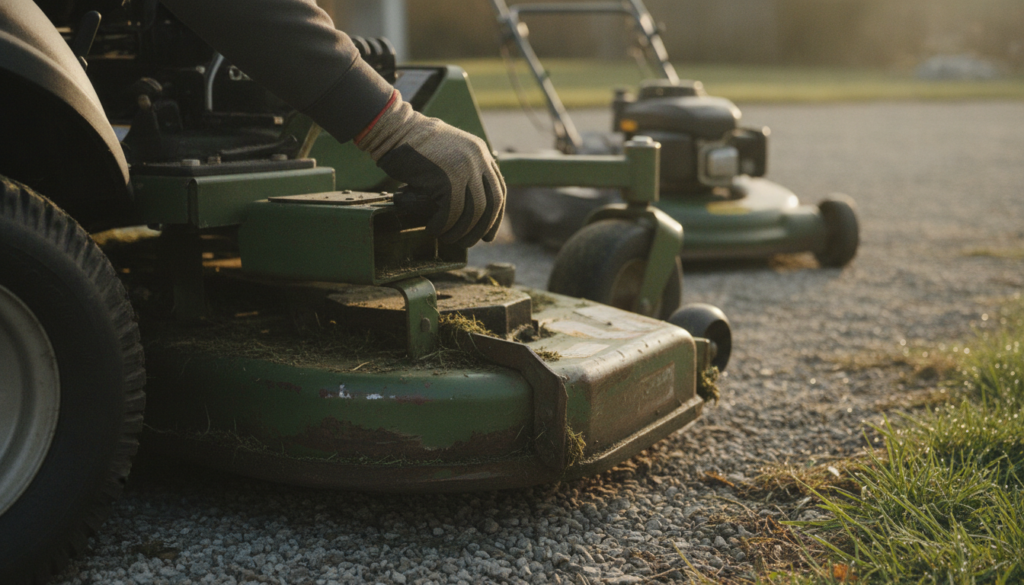 Ocala's Trusted Lawn Care Services for Healthier Yards in 2026 3 comparison of DIY mower versus professional lawn care crew equipment