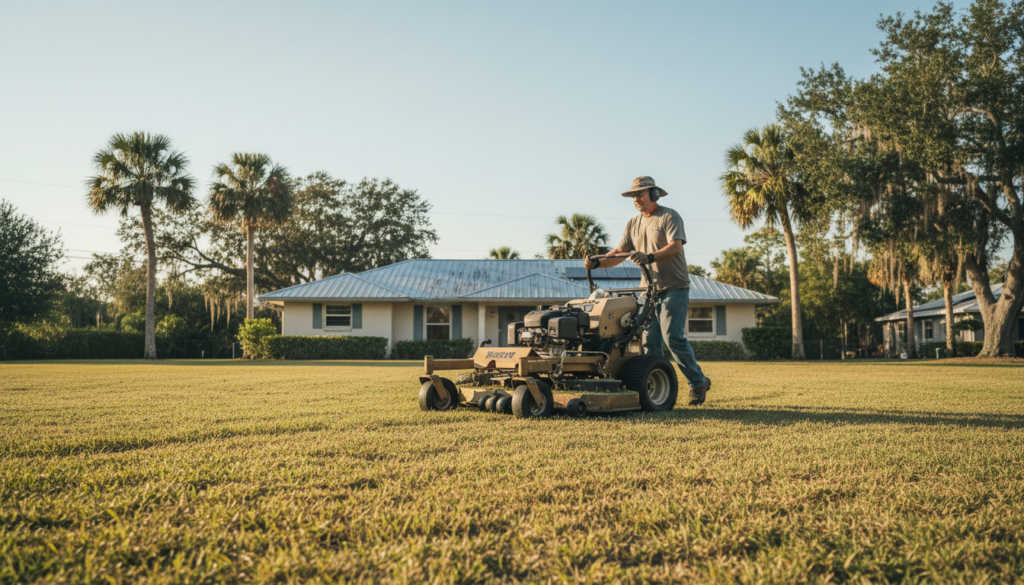 Finding a Cheap Grass Cutting Service Near Me Without the Guesswork 1 cheap grass cutting service near me crew mowing a Marion County front yard